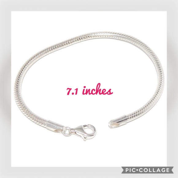 Vintage Jewelry - 925 Sterling Silver Snake Charm Bracelet 7.1 inch